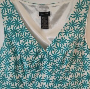Spense Sz 8 Sleeveless Tropical Turquoise Print Dress